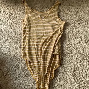 American eagle striped mustard body suit, size S